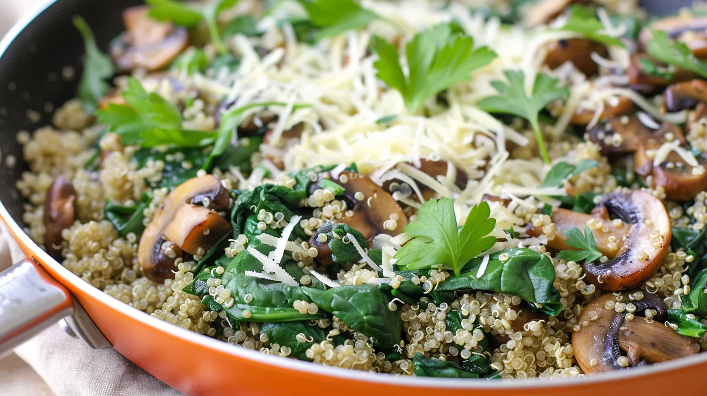Spinach Mushroom Quinoa Skillet
