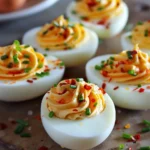 Sweet and Spicy Pepper Jelly Deviled Eggs