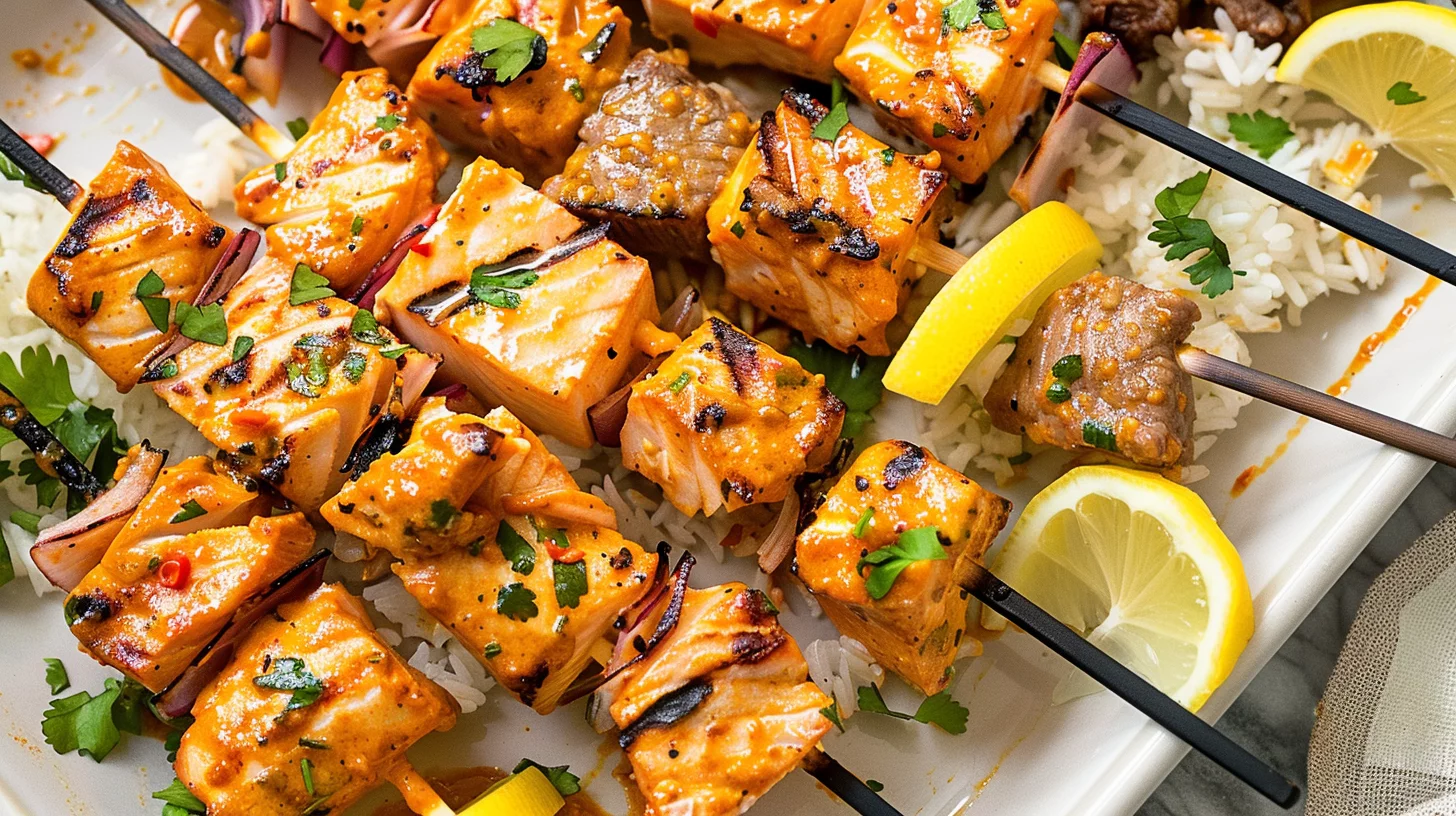 Thai Red Curry Swordfish Kabobs
