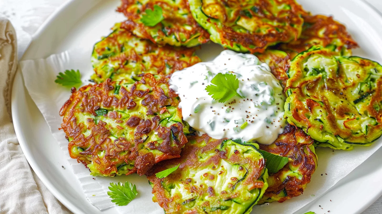 Zucchini Fritters With Tzatziki