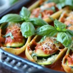 Zucchini Ricotta Stuffed Shells With Spinach Marinara