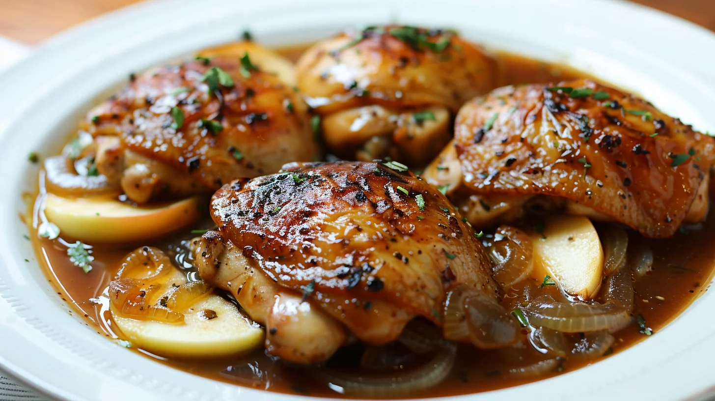 Apple Cider Braised Chicken With Onions