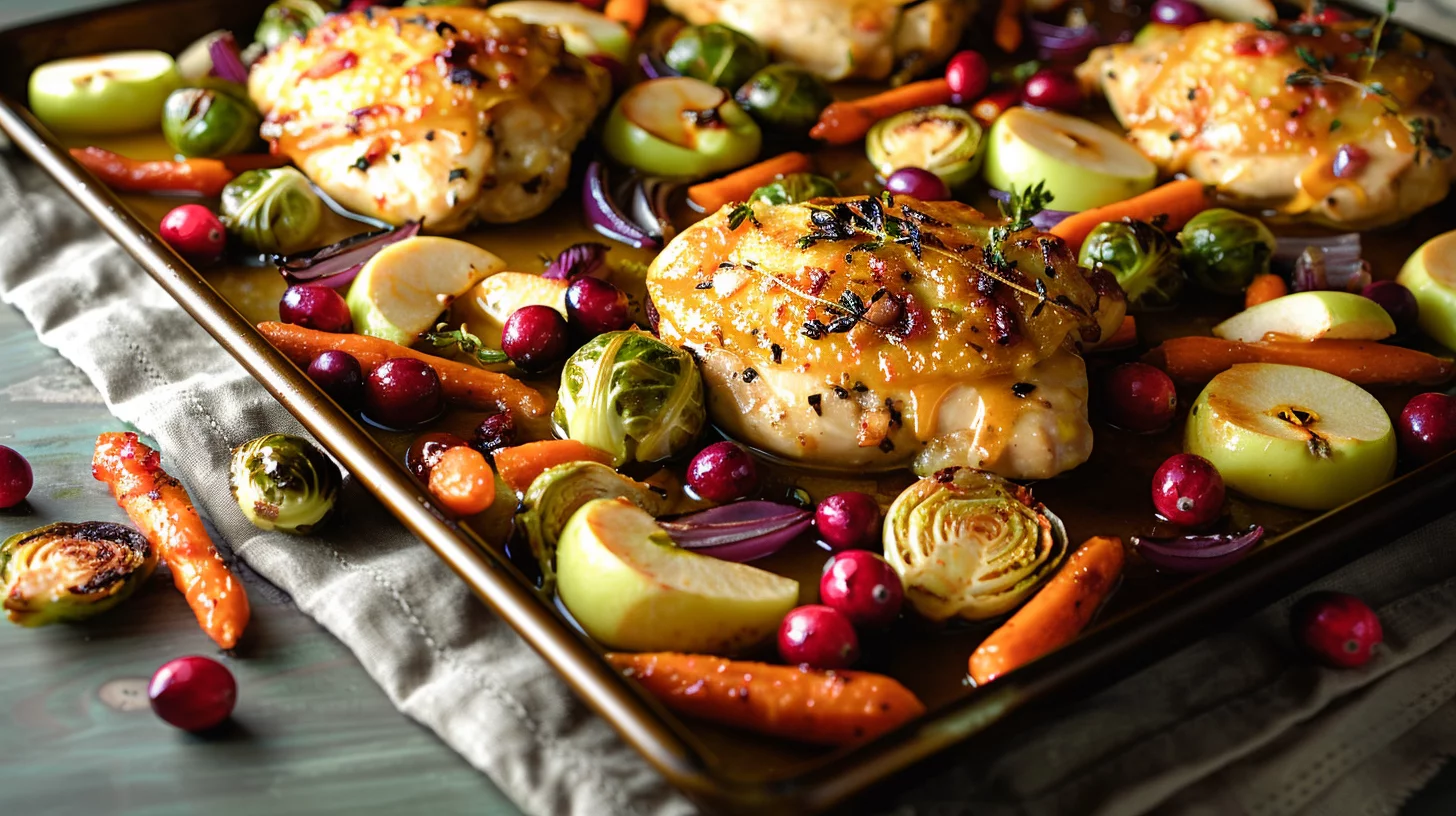 Apple Cranberry Chicken Sheet Pan Dinner
