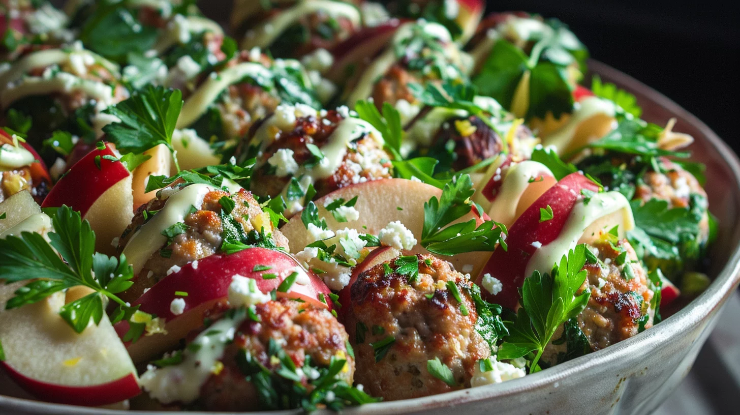 Apple Spinach Feta Turkey Meatball Bowls
