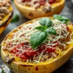 Baked Chicken Parmesan Spaghetti Squash Boats