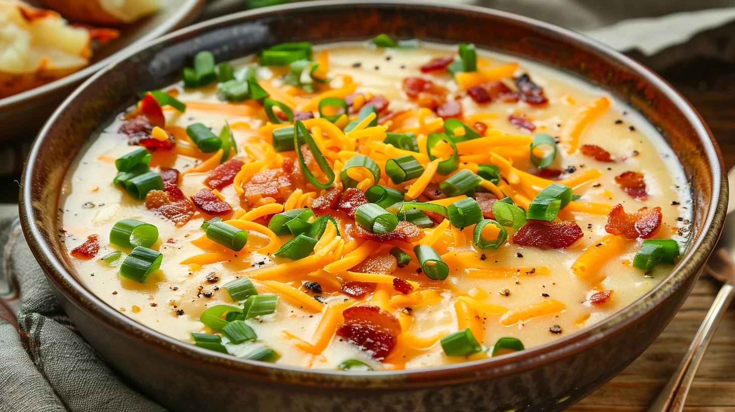 Baked Potato Soup With Cheddar and Bacon