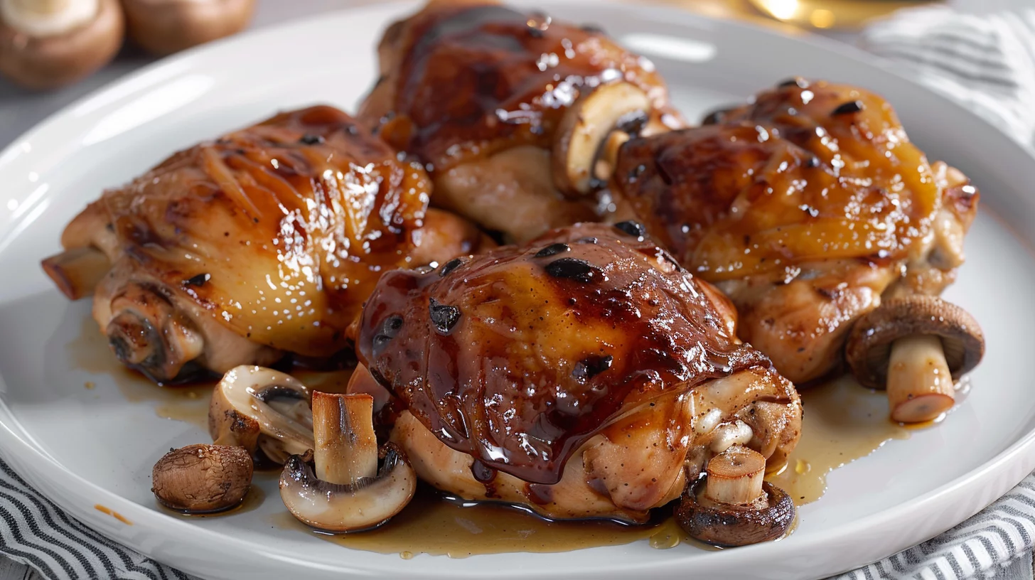 Balsamic Roasted Mushroom And Chicken Thighs