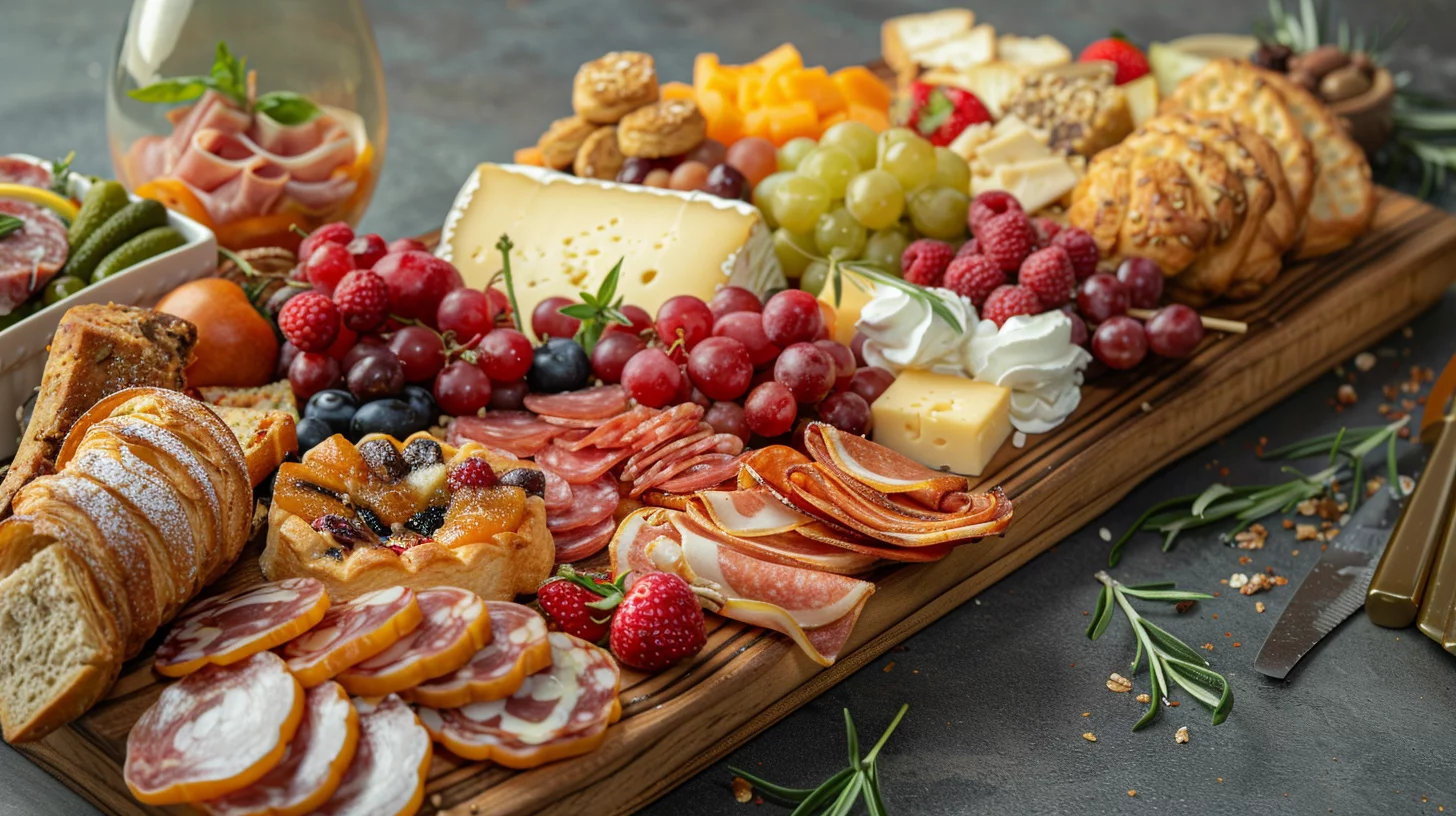 Brunch Charcuterie Board With Pastries and Fruit