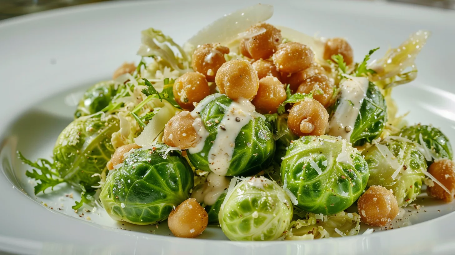 Brussels Sprouts Caesar With Crispy Chickpeas