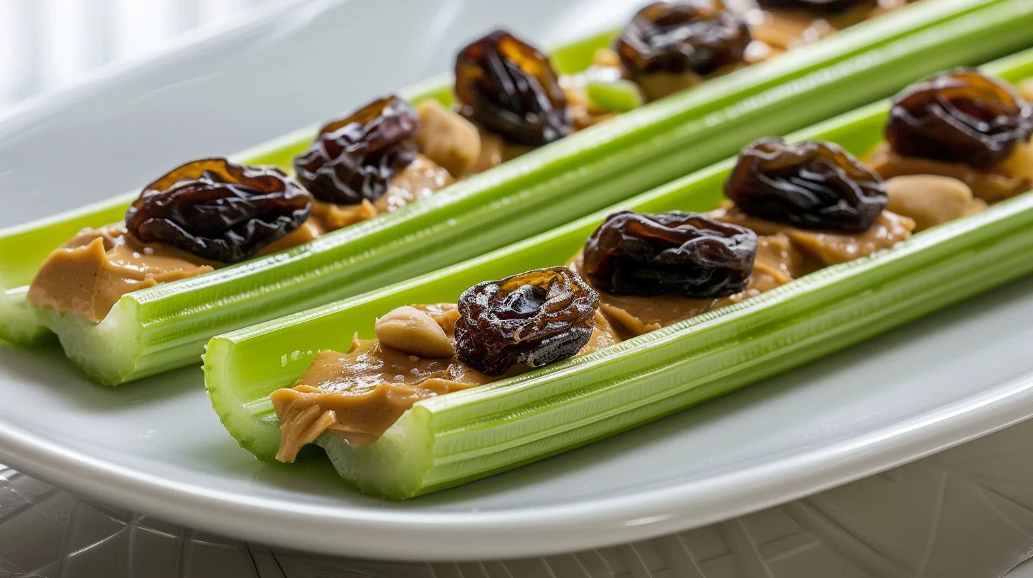 Celery Sticks With Peanut Butter and Raisins