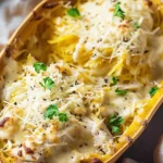 Chicken Alfredo Spaghetti Squash Boats