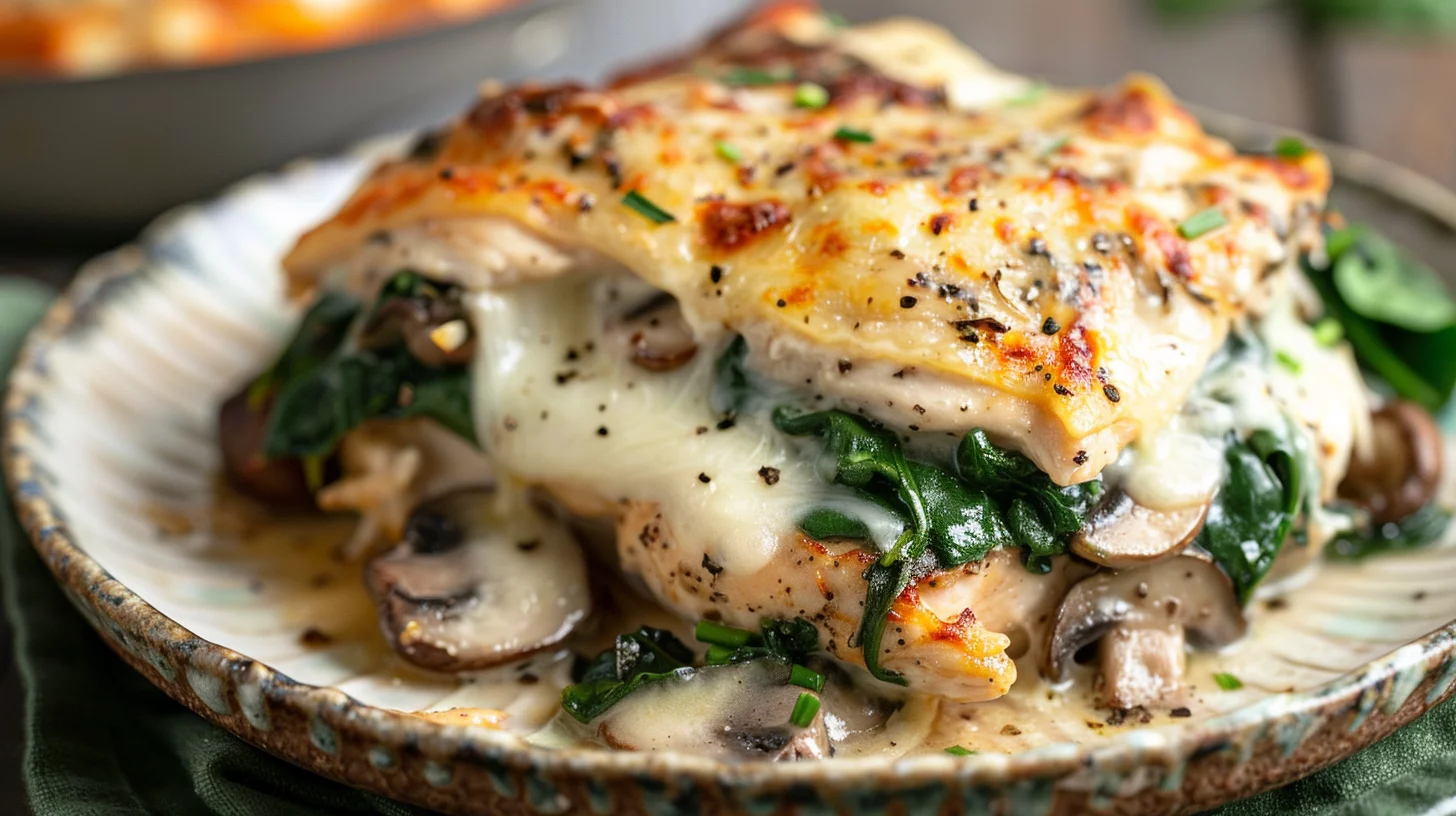 Chicken Spinach and Mushroom Low Carb Oven Dish