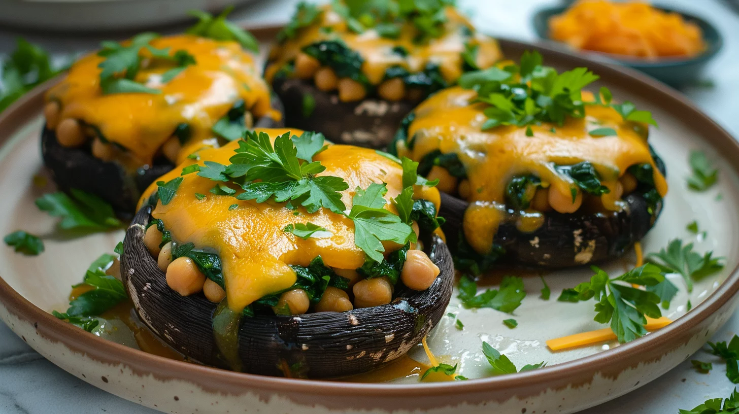 Chickpea And Spinach Stuffed Portobellos