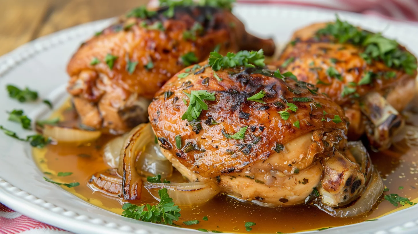 Cider Braised Chicken With Sweet Onions And Thyme