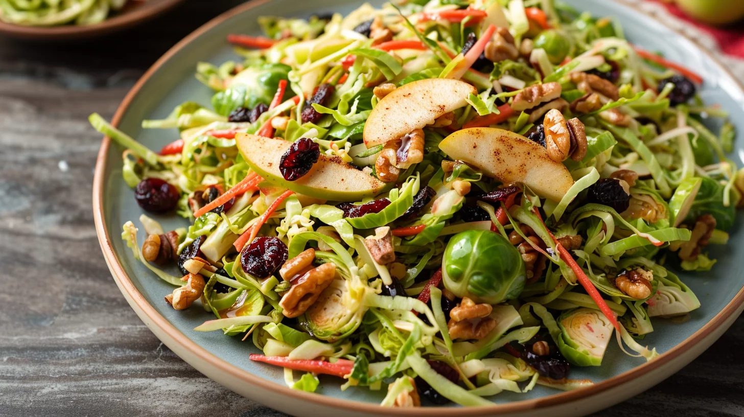 Cinnamon Roasted Apple Brussels Slaw