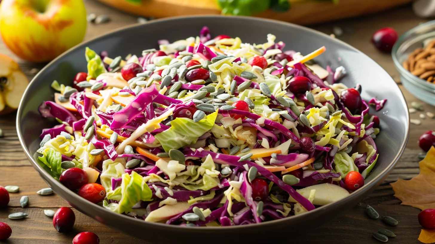 Cran Apple Cabbage Slaw With Sunflower Seeds