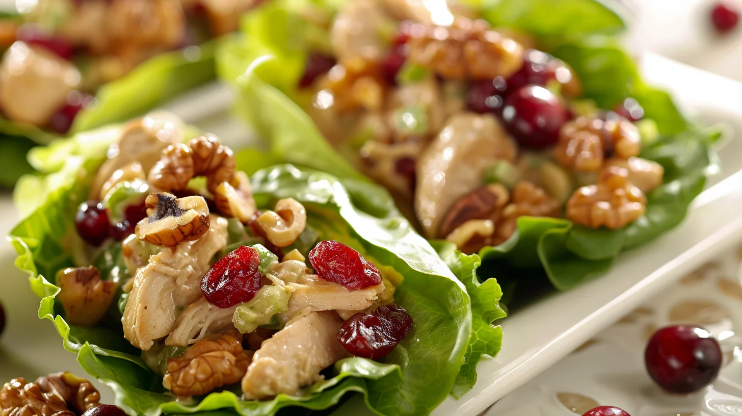 Cranberry Walnut Chicken Salad Lettuce Wraps