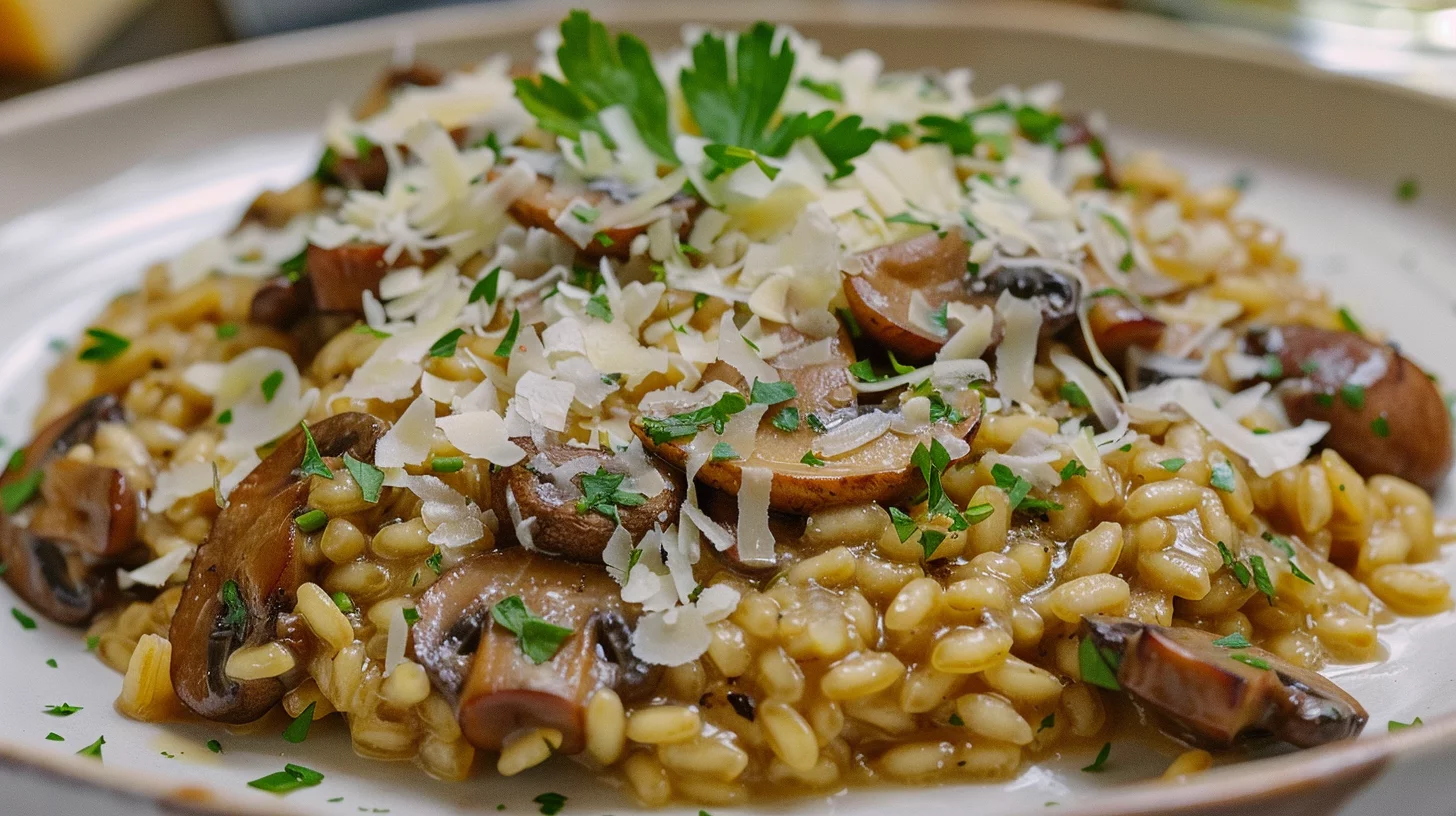 Creamy Farro Risotto With Mushrooms And Thyme