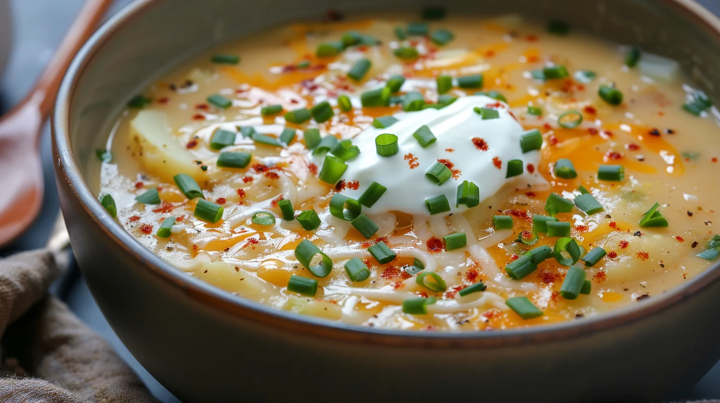 Creamy Potato Soup With Sour Cream and Cheese