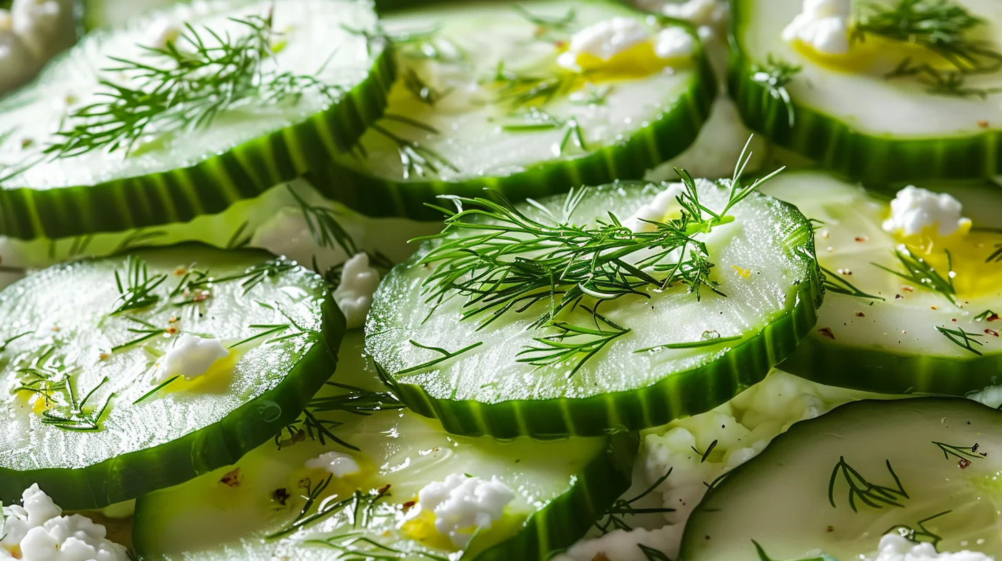 Cucumber Slices With Cottage Cheese