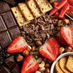 Dessert Charcuterie Board With Chocolate and Strawberries