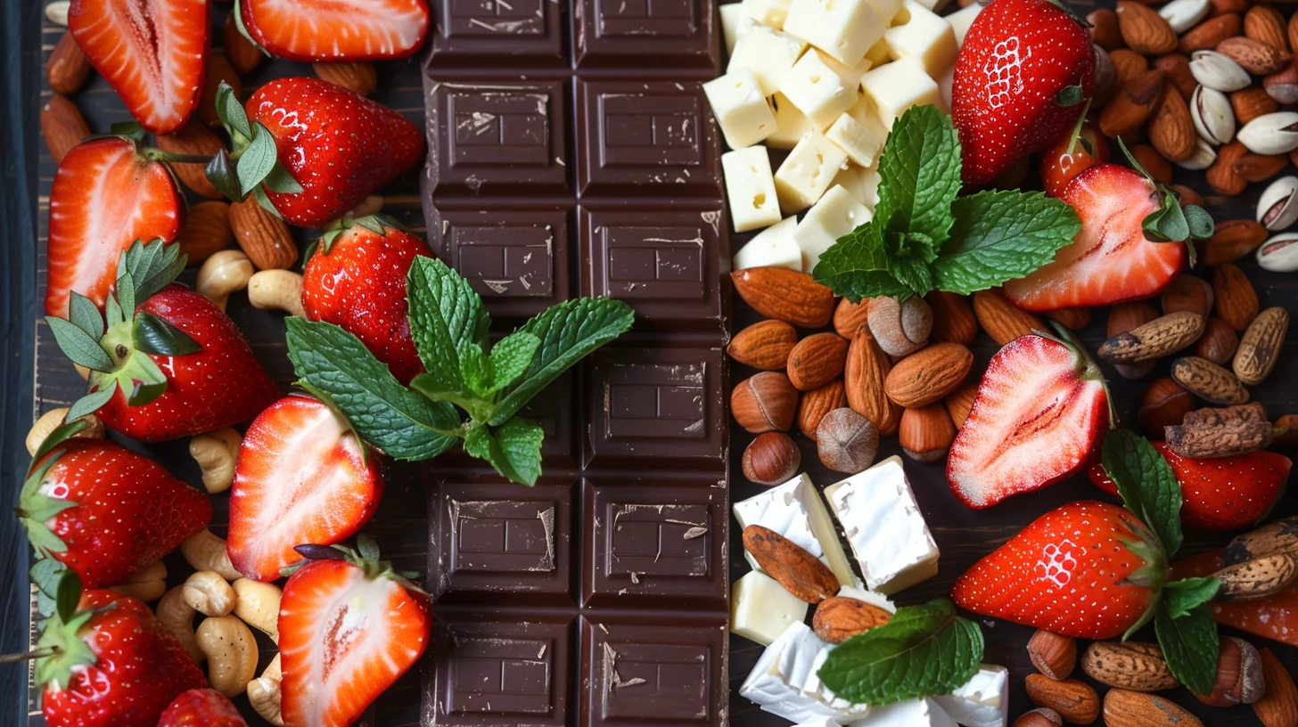 Dessert Charcuterie Board With Chocolate and Strawberries