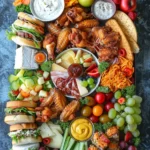Game Day Charcuterie Board With Wings and Sliders