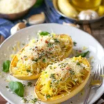 Garlic Parmesan Stuffed Spaghetti Squash