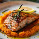 Herb Roasted Salmon With Sweet Potato Mash