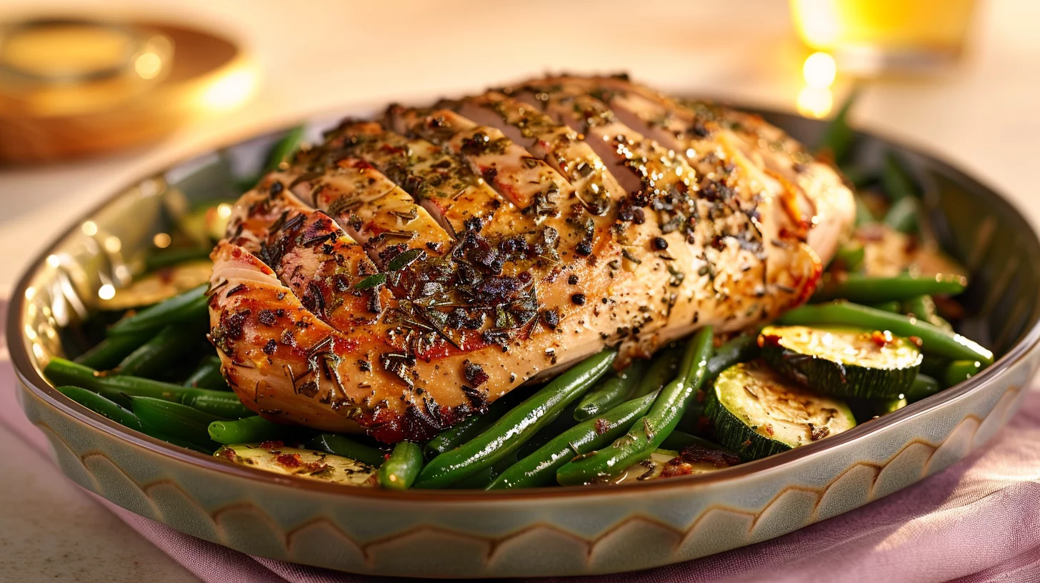 Herb Roasted Turkey Breast With Garlic Green Beans