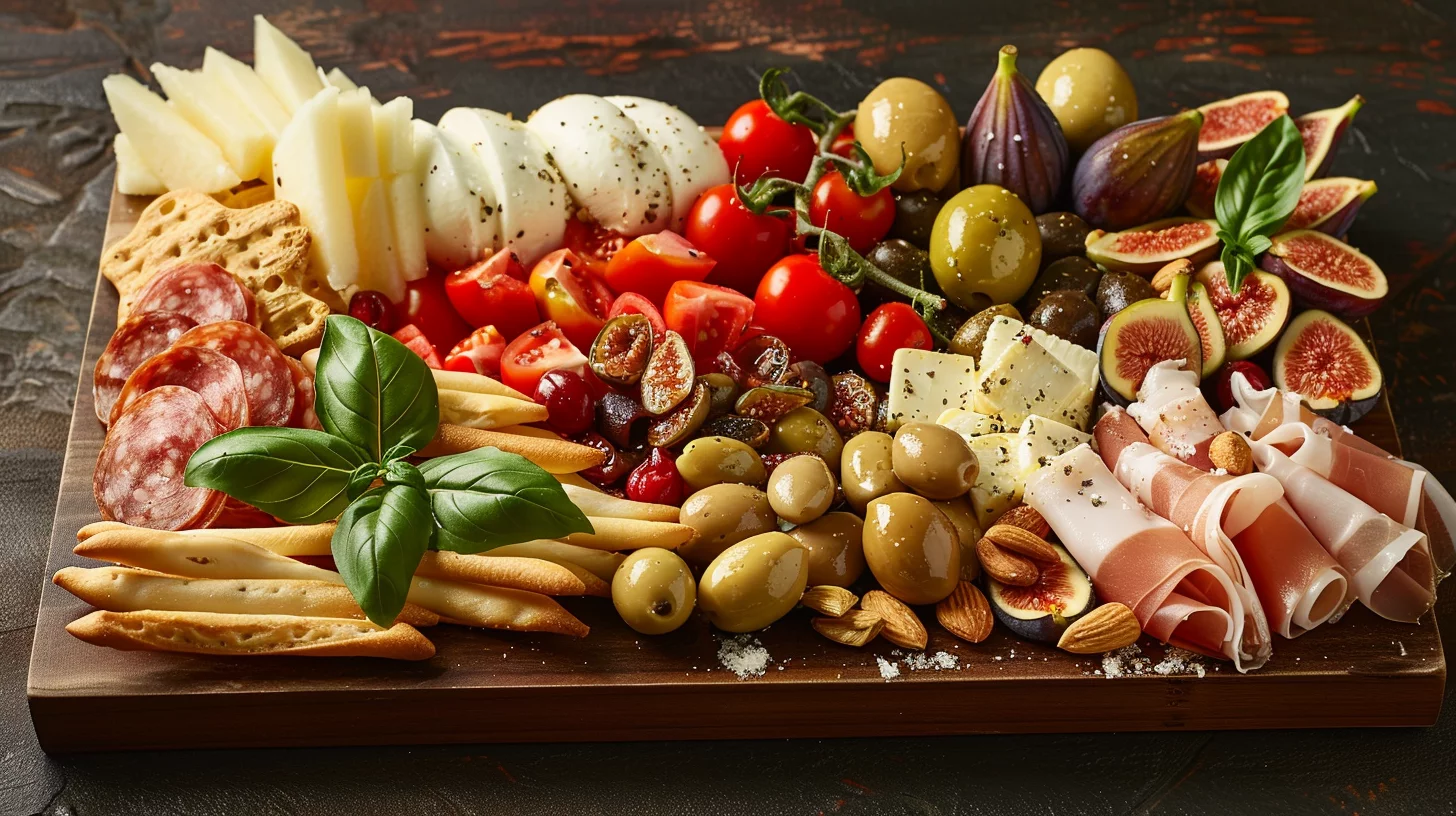 Italian Charcuterie Board With Prosciutto and Mozzarella