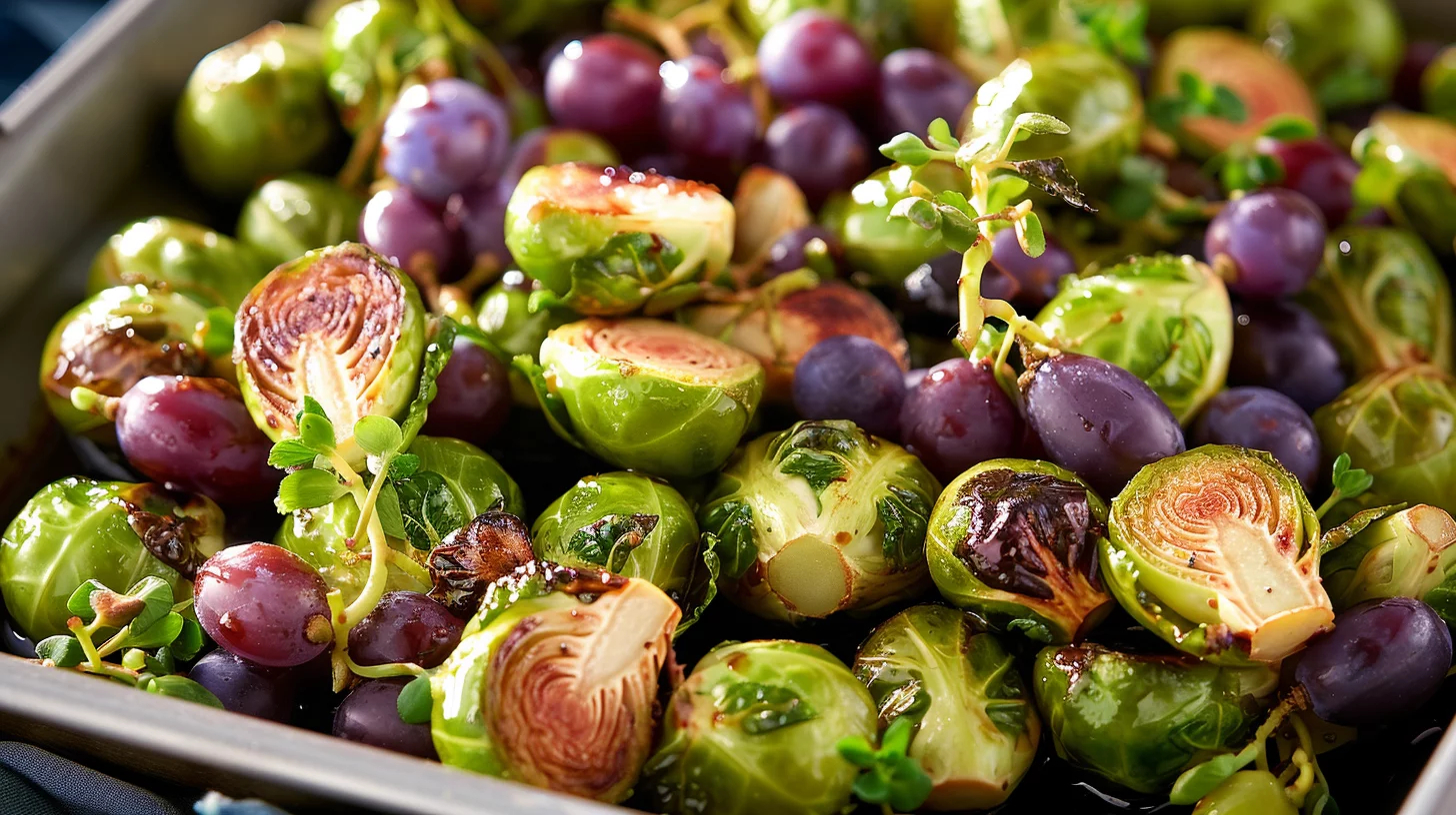 Maple Balsamic Brussels Sprouts And Grapes