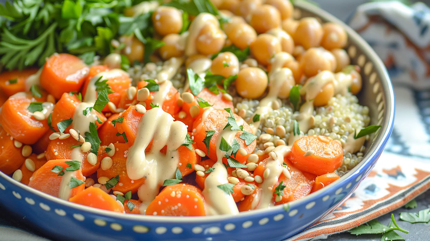 Maple Glazed Carrot And Chickpea Grain Bowl