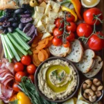 Mediterranean Charcuterie Board With Hummus and Olives