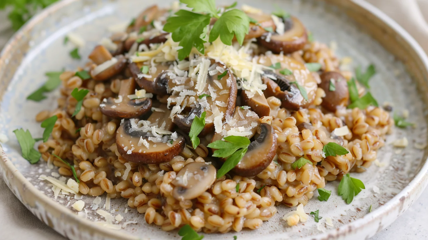 One Pot Mushroom Farro Risotto