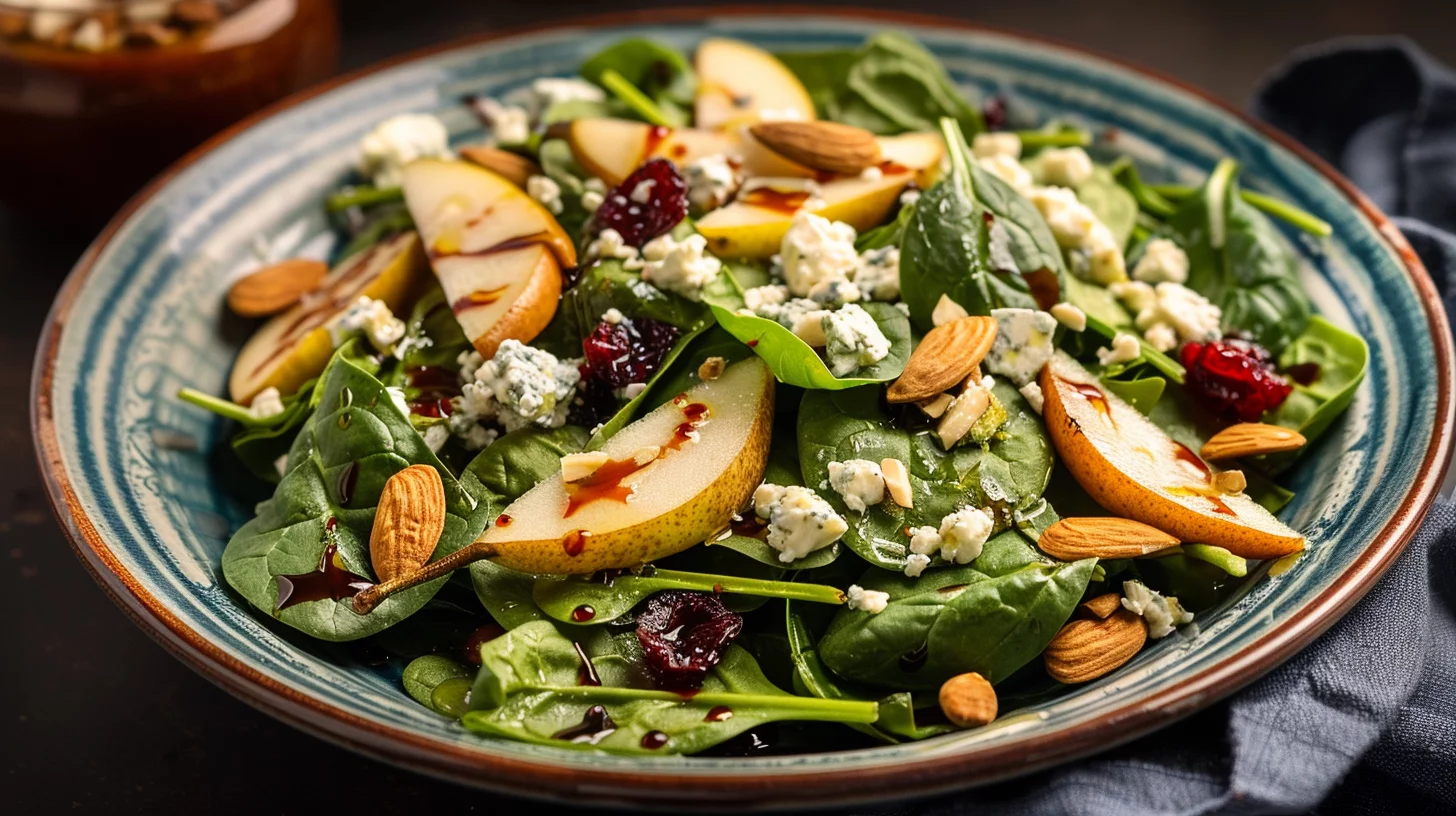 Pear And Gorgonzola Spinach Salad
