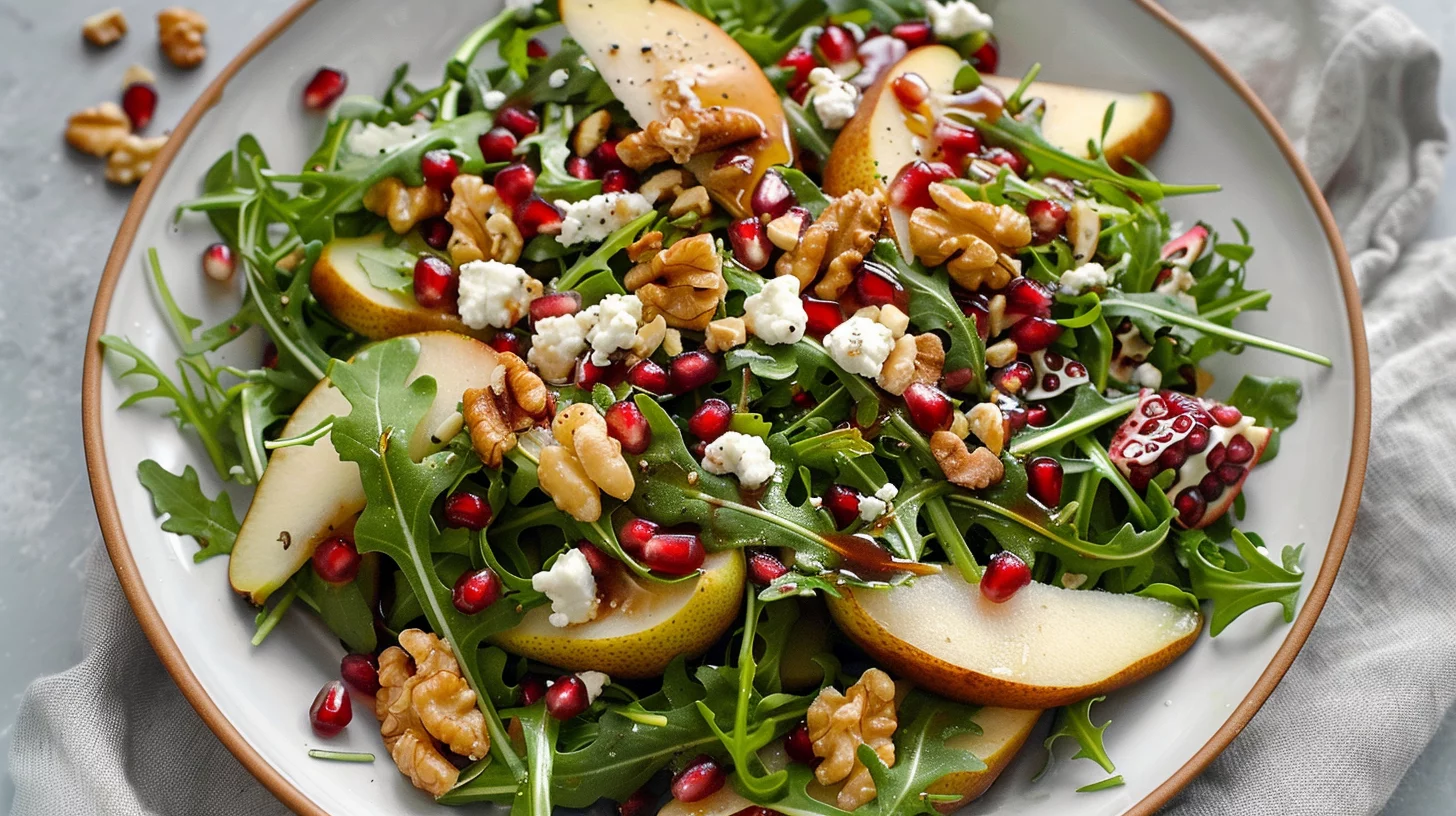 Pear Gorgonzola Arugula Crunch Salad