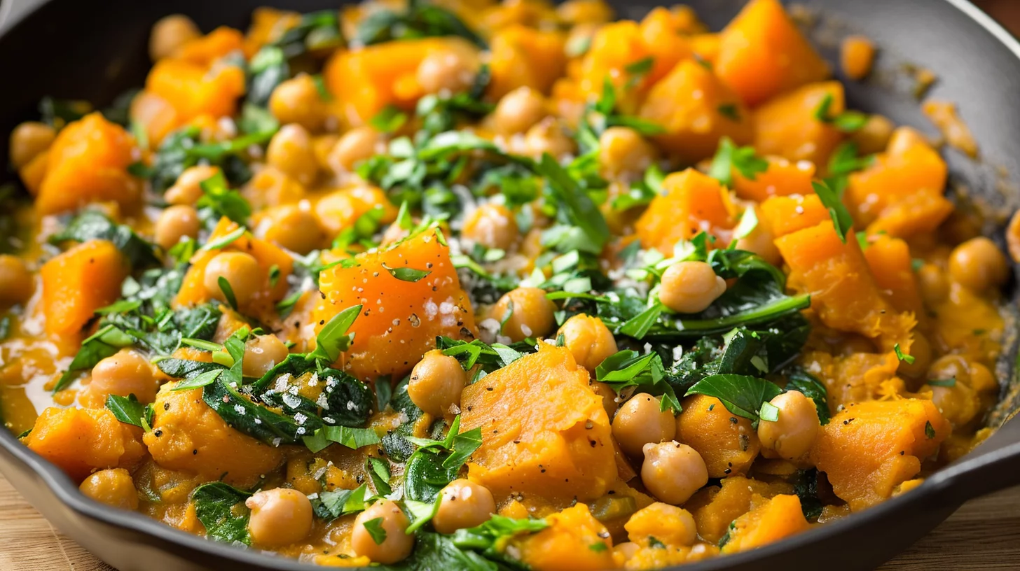 Pumpkin Chickpea Spinach Skillet