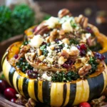 Quinoa Cranberry Kale Stuffed Delicata Squash