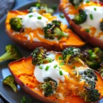 Roasted Broccoli And Cheddar Stuffed Sweet Potatoes