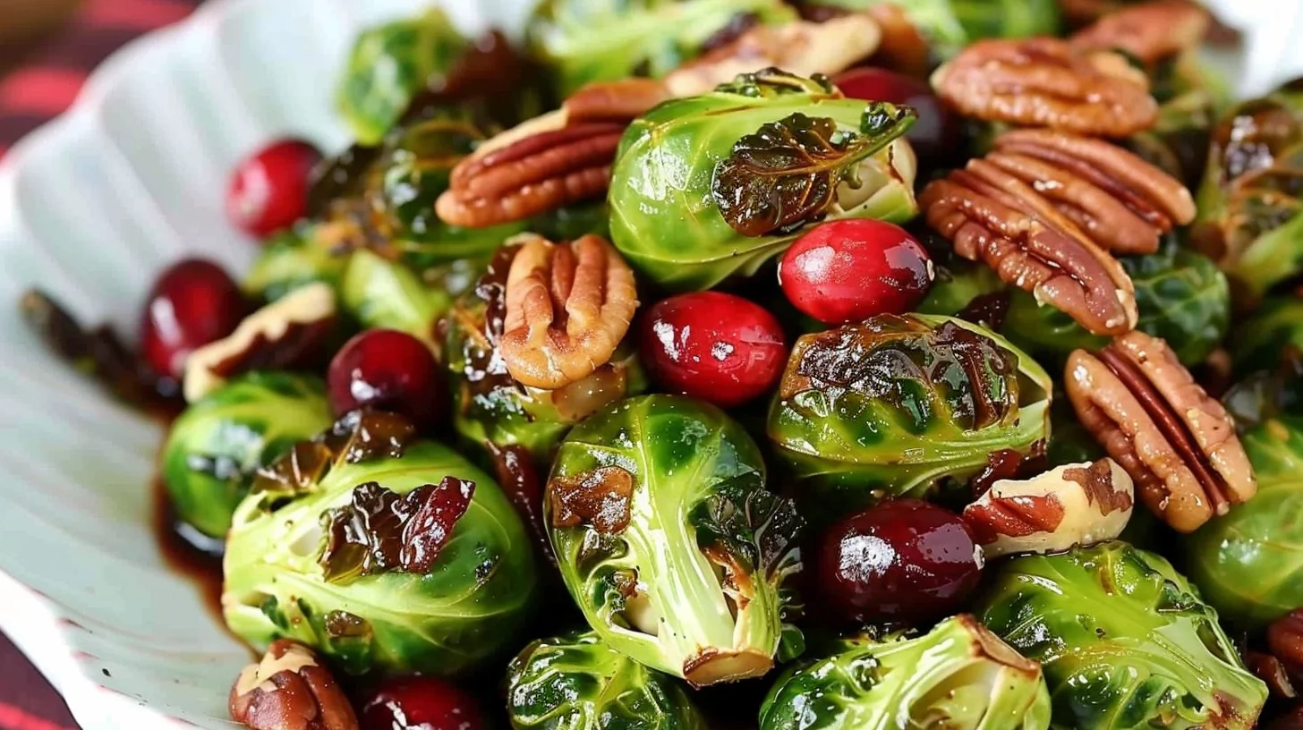 Roasted Brussels Sprouts With Cranberries And Pecans