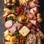 Rustic Wooden Charcuterie Board Spread