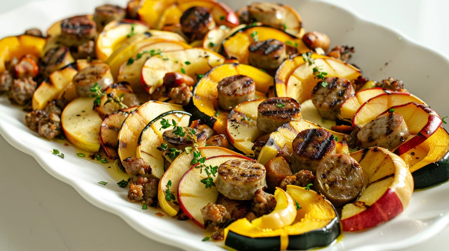Sausage Apple Delicata Squash Traybake