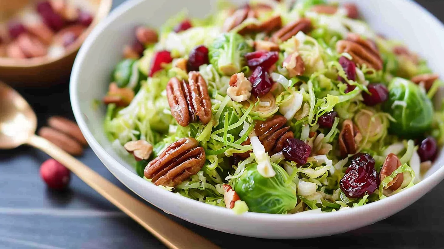 Shaved Brussels Sprout Salad With Cranberries And Pecans