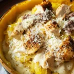 Spaghetti Squash Chicken Alfredo