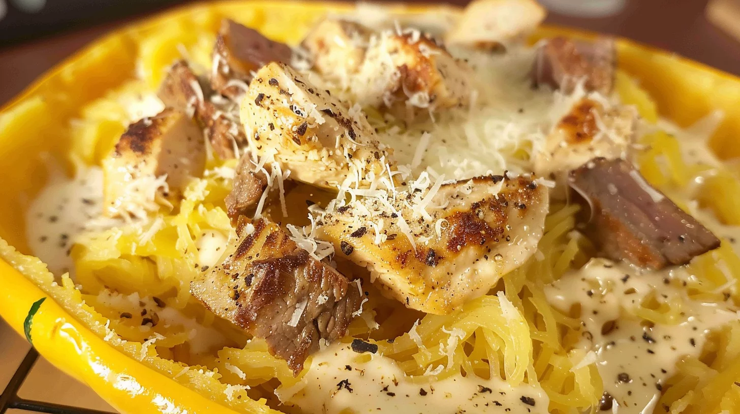 Spaghetti Squash Chicken Alfredo