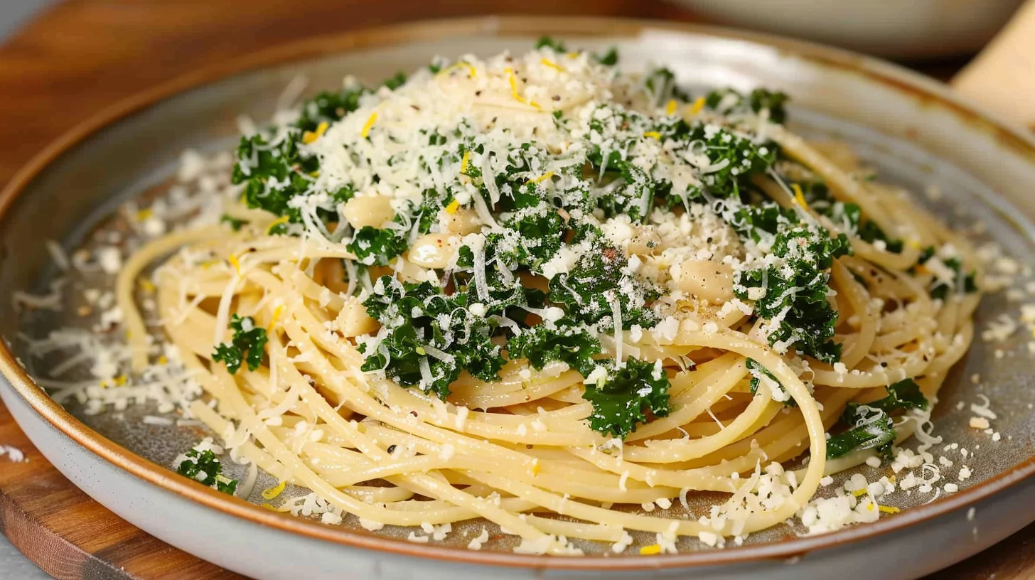 Spaghetti With Roasted Garlic And Kale