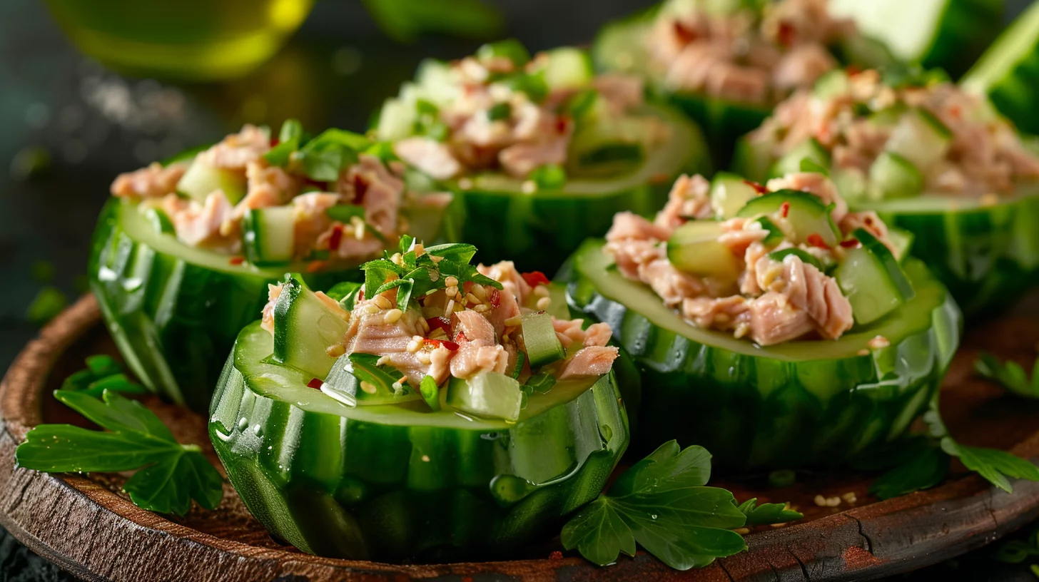 Tuna Salad Stuffed Cucumbers