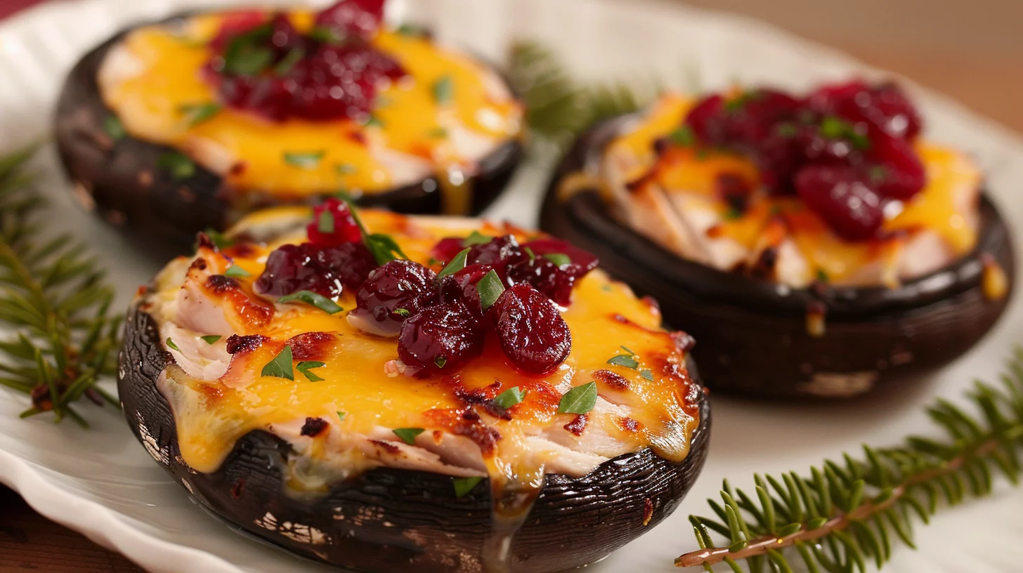 Turkey And Cranberry Stuffed Portobello Caps