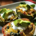 Turkey And Spinach Stuffed Bell Peppers